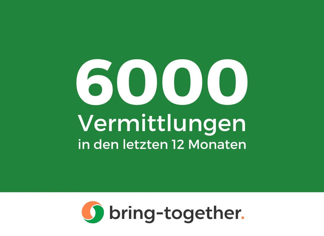 bring-together Matching für gemeinsam Wohnen 6000 Vermittlungen in den letzten 12 Monaten